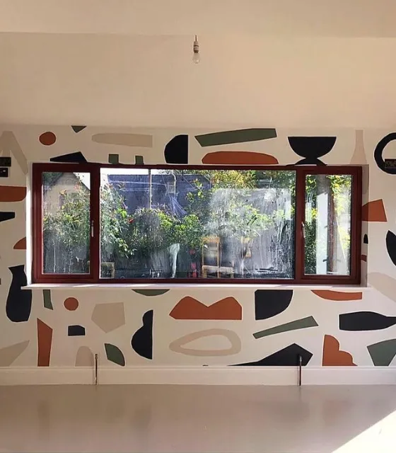 Hand-painted graphic mural