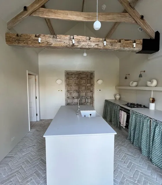 Barn kitchen with exposed beams